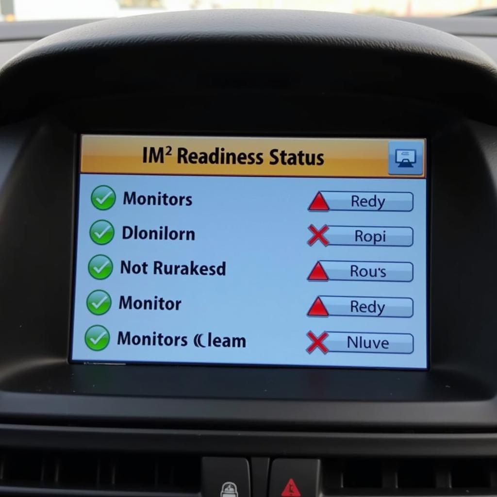 OBD2 Scanner Showing IM Readiness Status