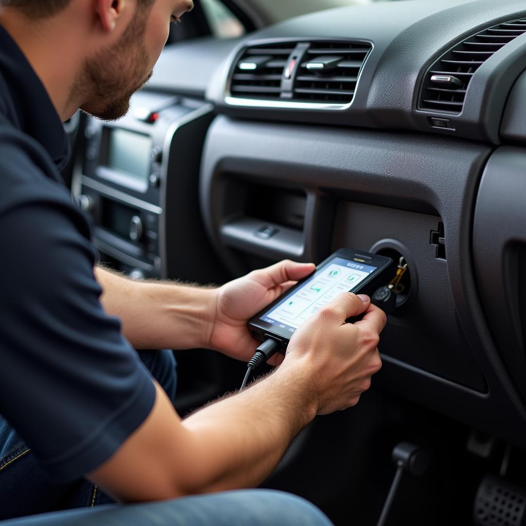 Mechanic Using an OBD2 Scanner