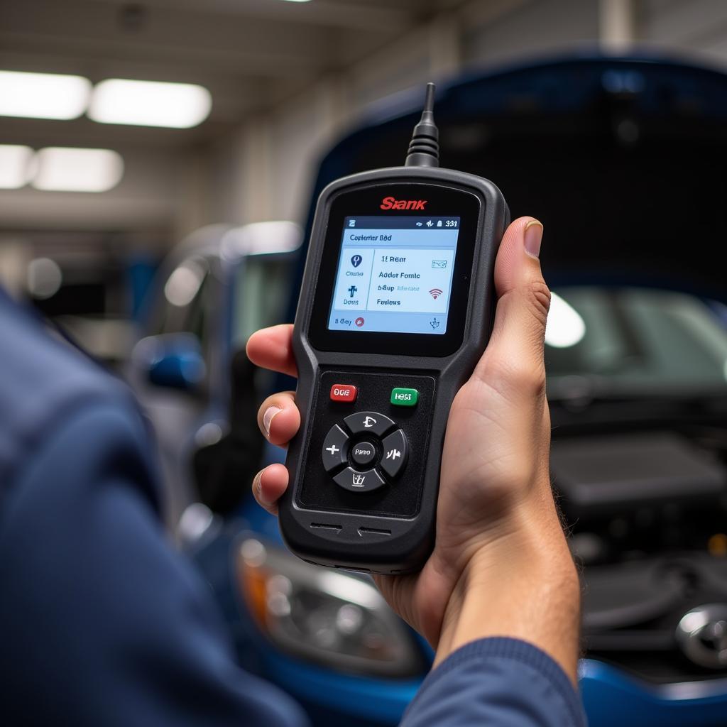 Mechanic Holding OBD2 Scanner