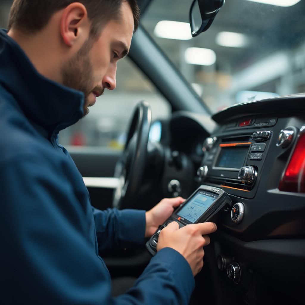 Mechanic Using an OBD2 Scanner