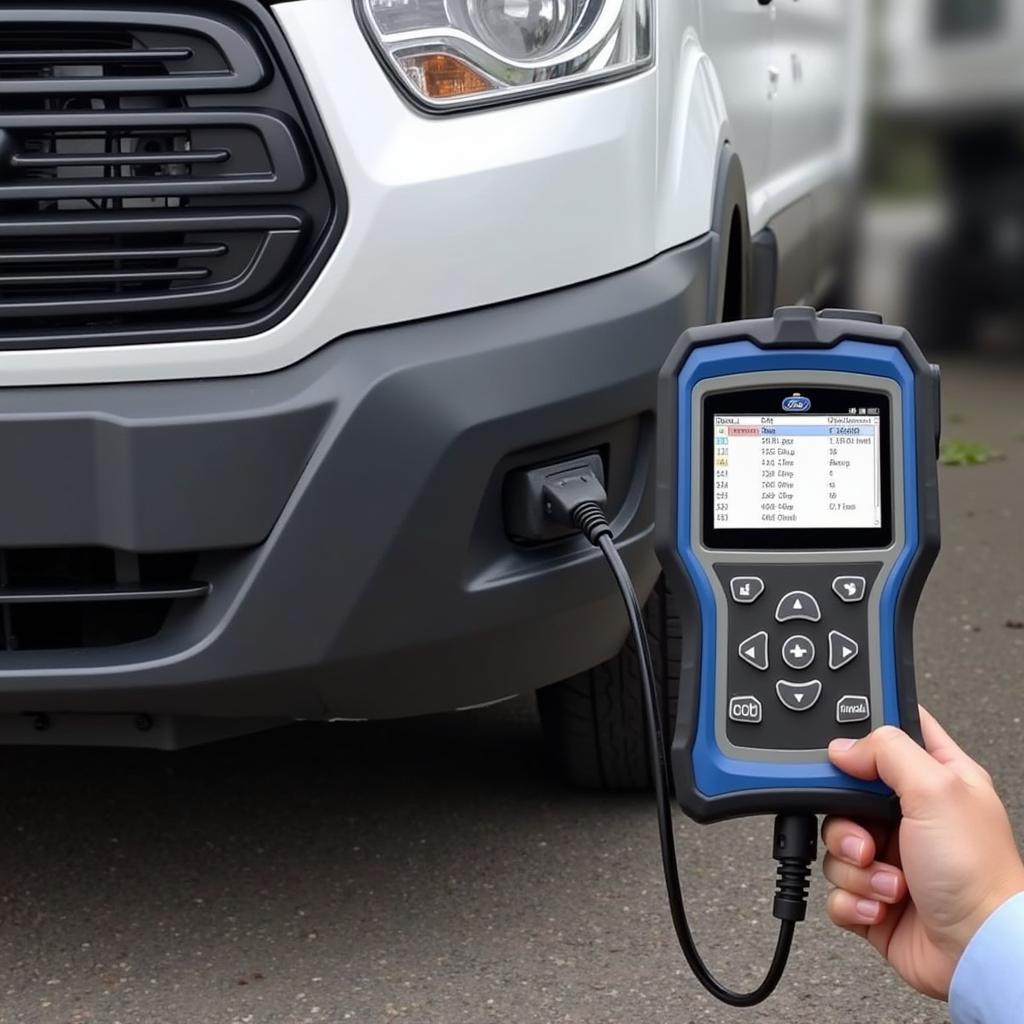 OBD2 Scanner in use on a Ford Transit