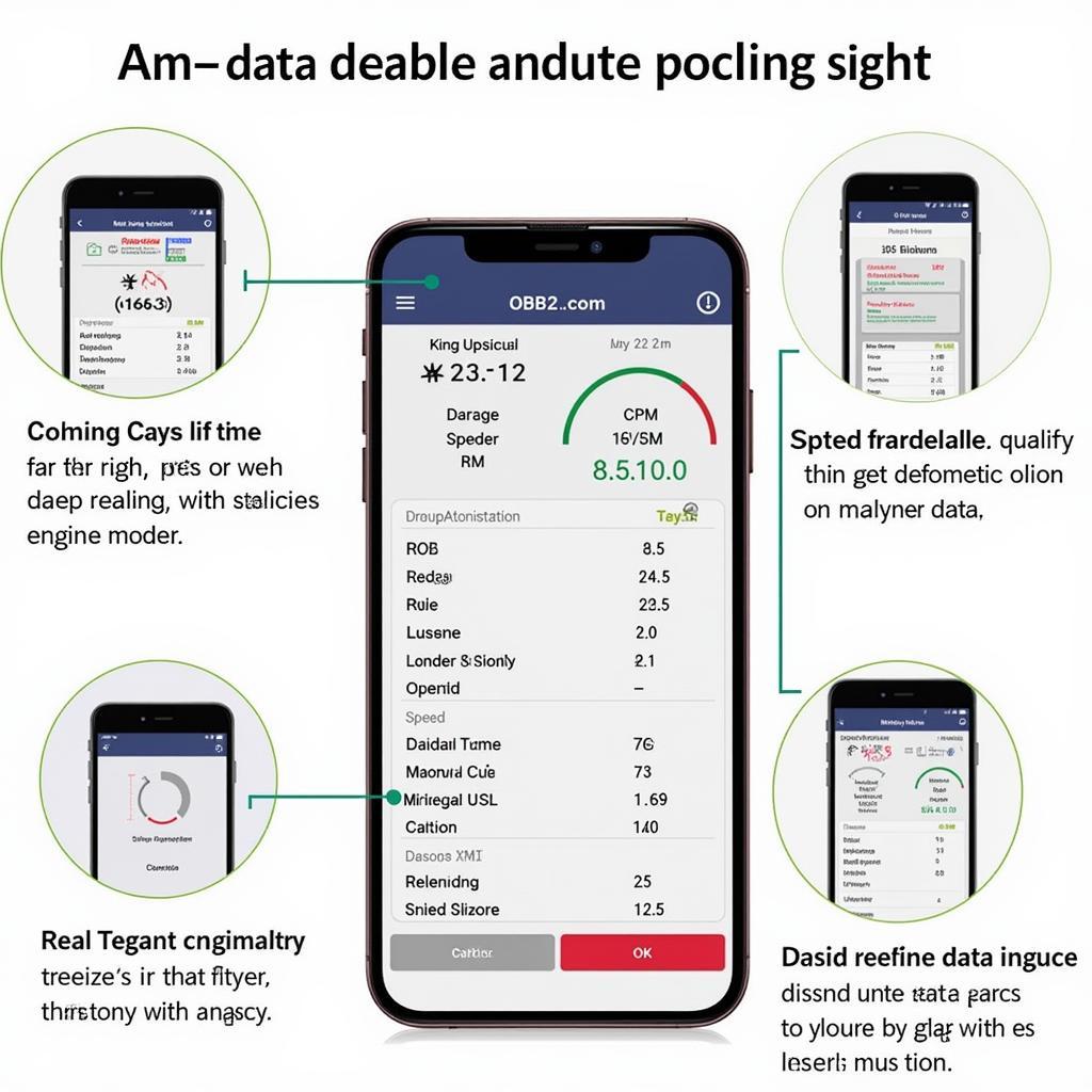 OBD2 scanner displaying live data on a mobile device