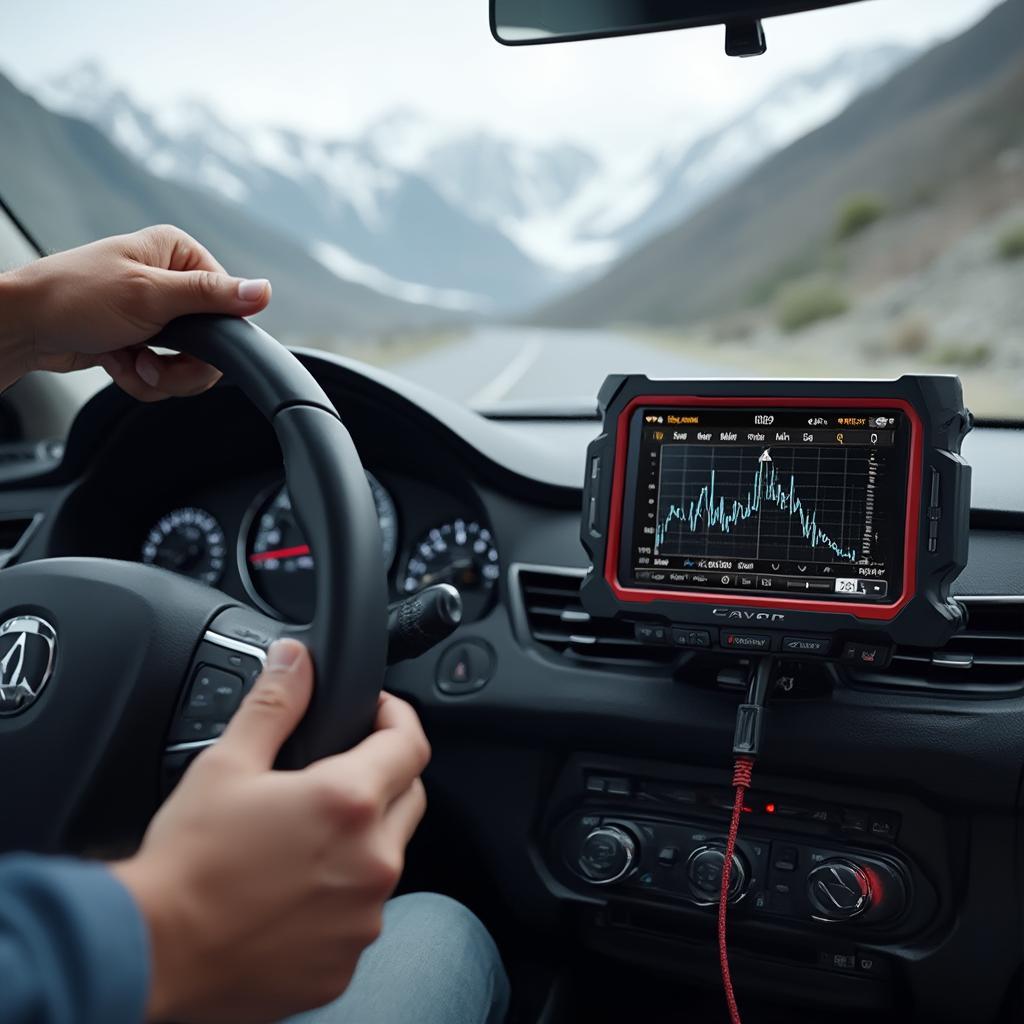 OBD2 Scanner Monitoring Knock Sensor Data at High Altitude