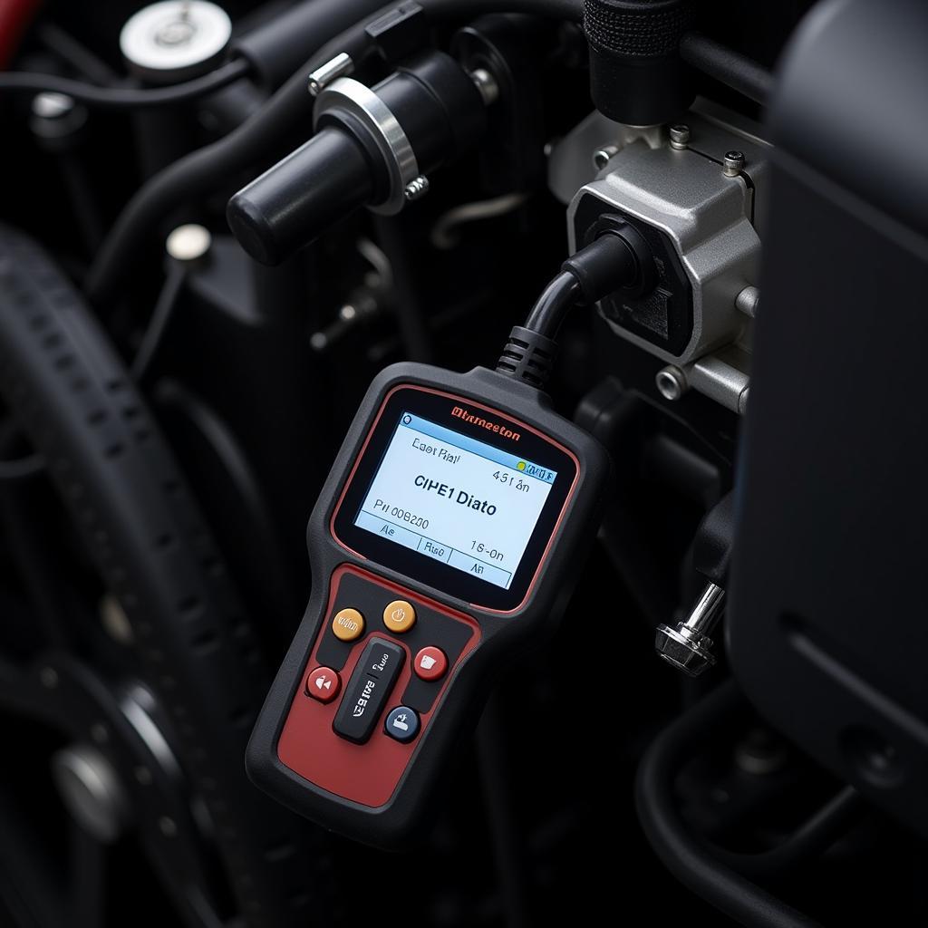 OBD2 Scanner Connected to a Diesel Engine