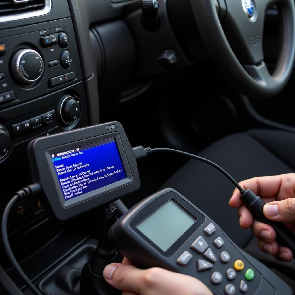 OBD2 Scanner Reading Codes on a 2005 Saab