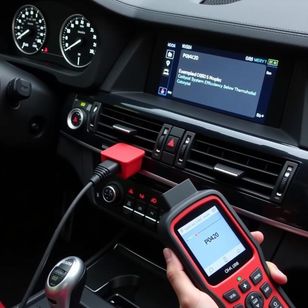 OBD2 Scanner Reading Codes on a BMW