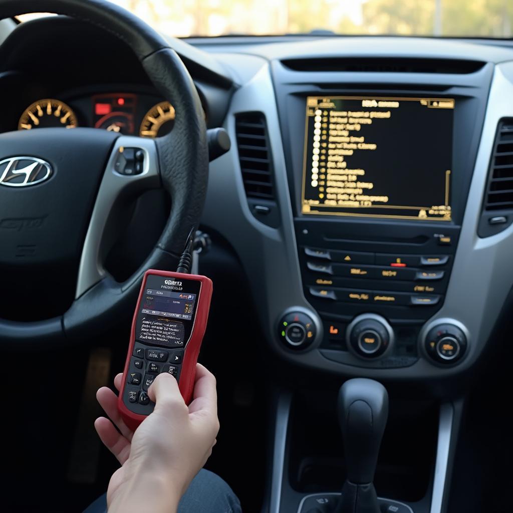 OBD2 Scanner Reading Codes on a Hyundai Elantra