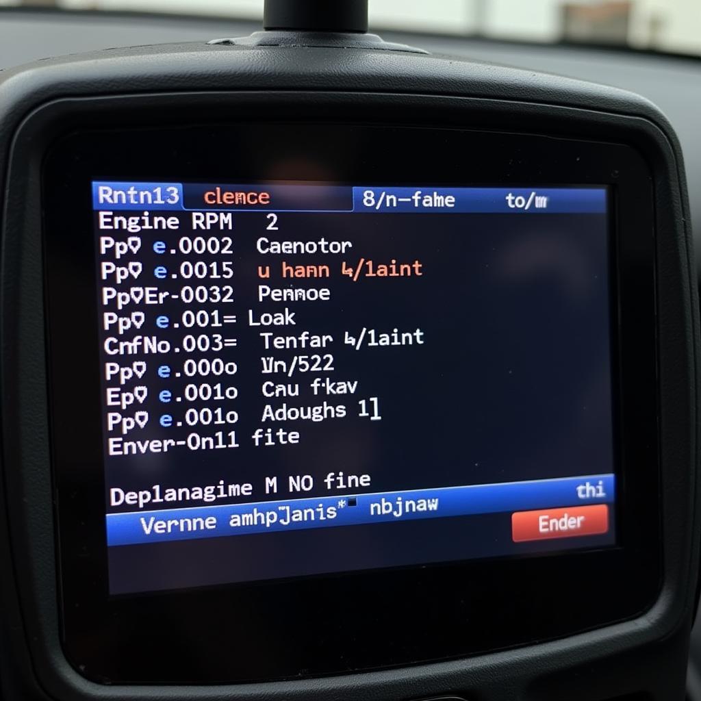 OBD2 Scanner Displaying Freeze Frame Data