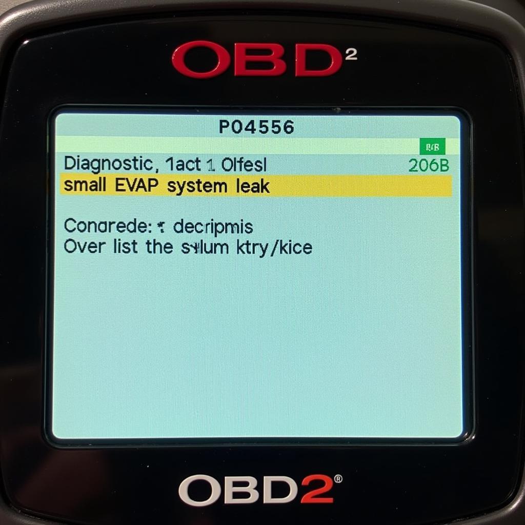 OBD2 scanner displaying the P0456 code