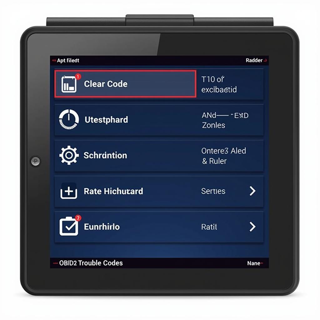 OBD2 Scanner Reset Codes Menu