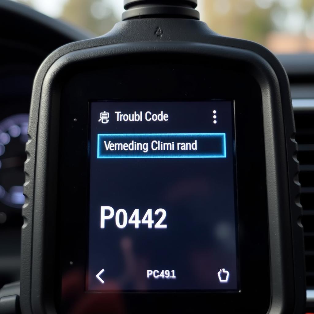 OBD2 scanner displaying code P0442