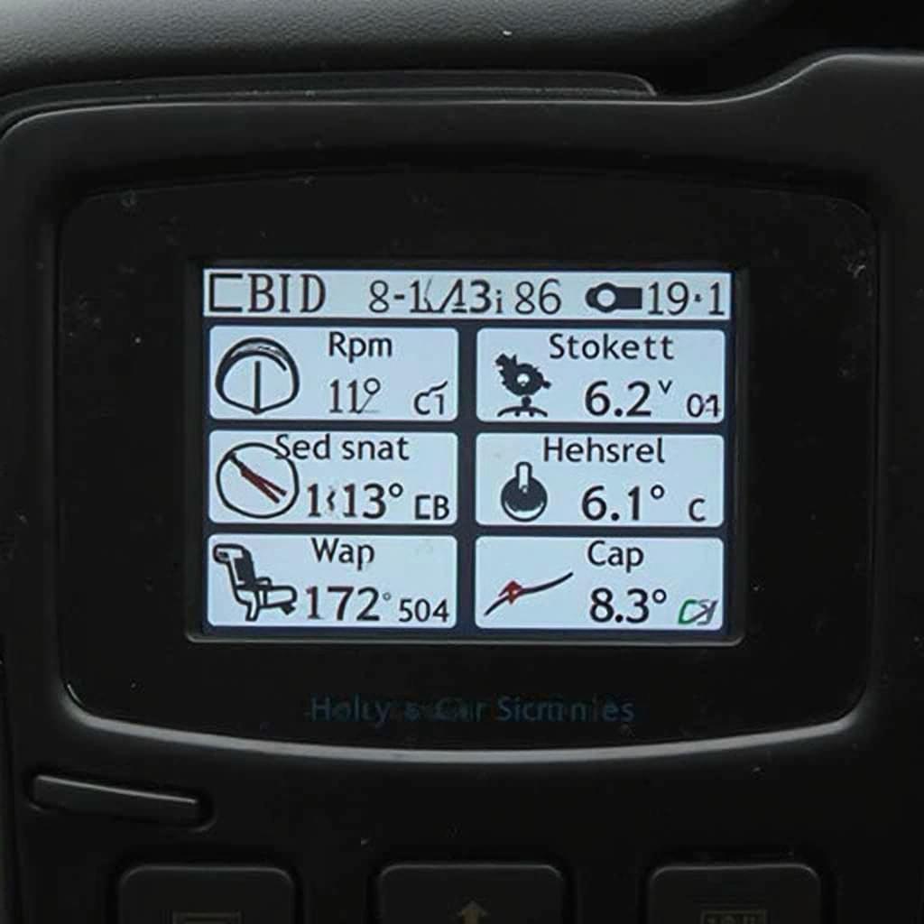 An OBD2 scanner displaying real-time engine data