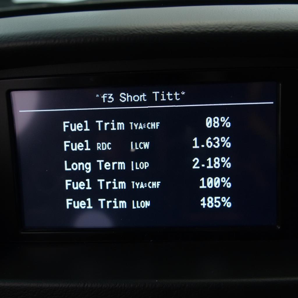 OBD2 Scanner Displaying Fuel Trim Data