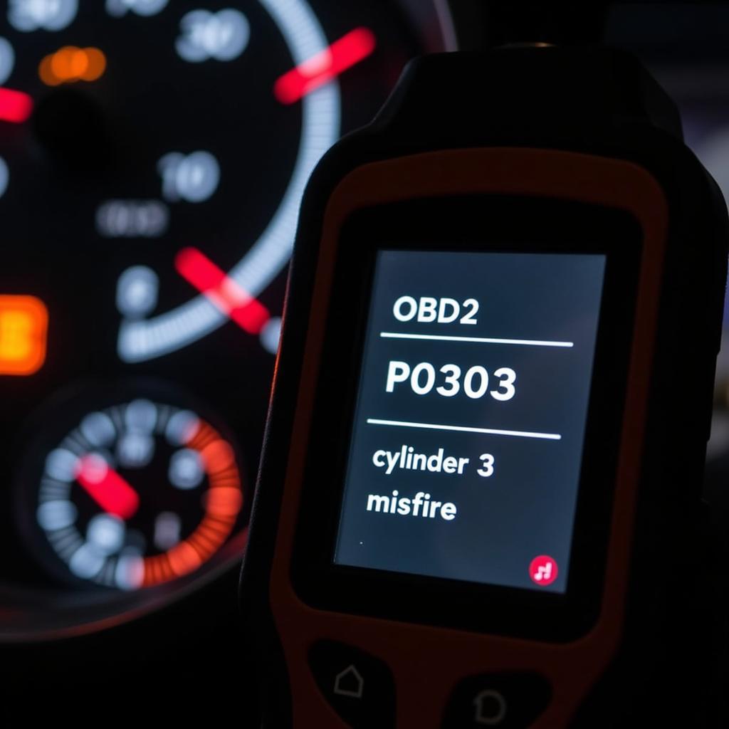 OBD2 Scanner Displaying P0303 Code