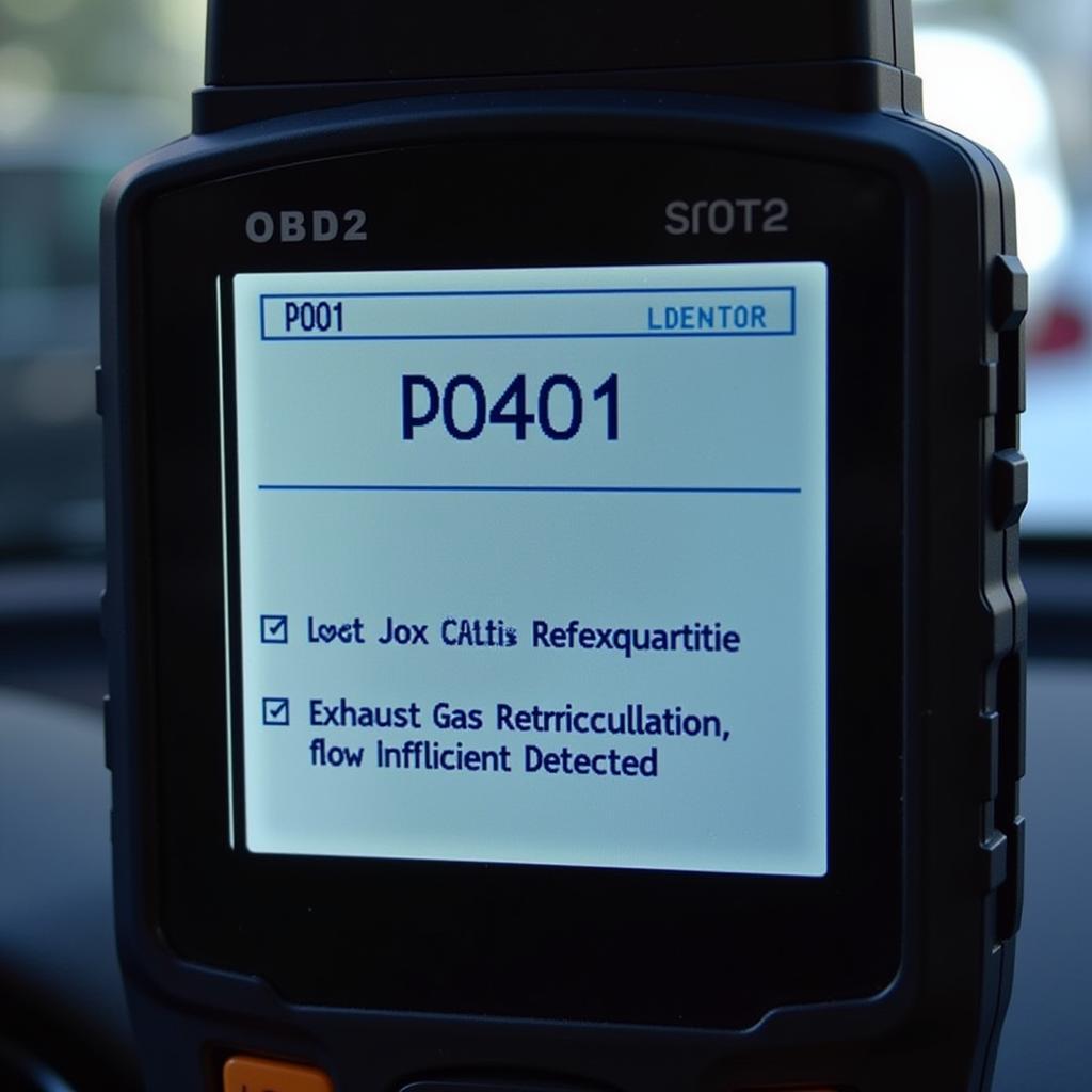 OBD2 Scanner Displaying P0401 Code