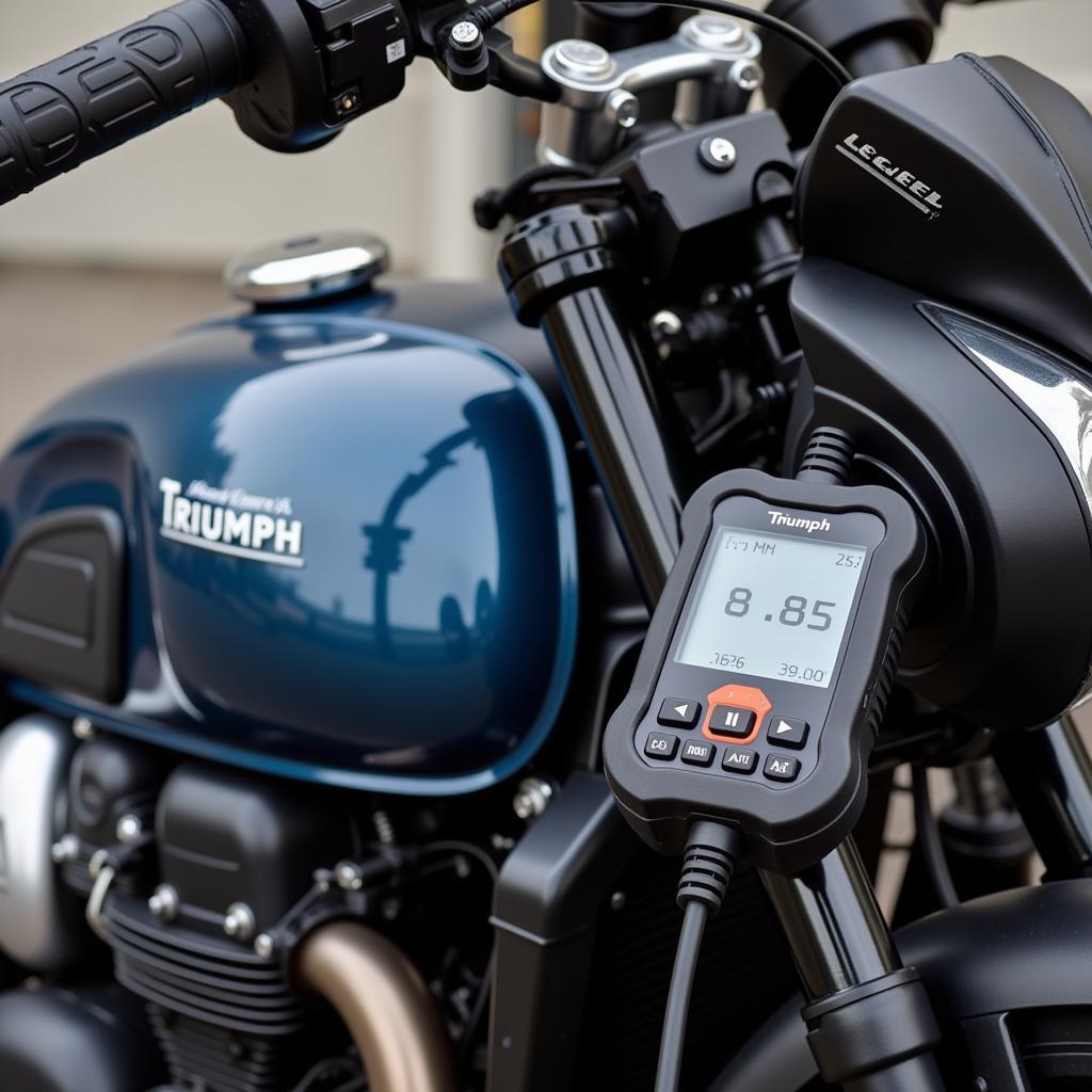 OBD2 Scanner in Use on a Triumph Motorcycle