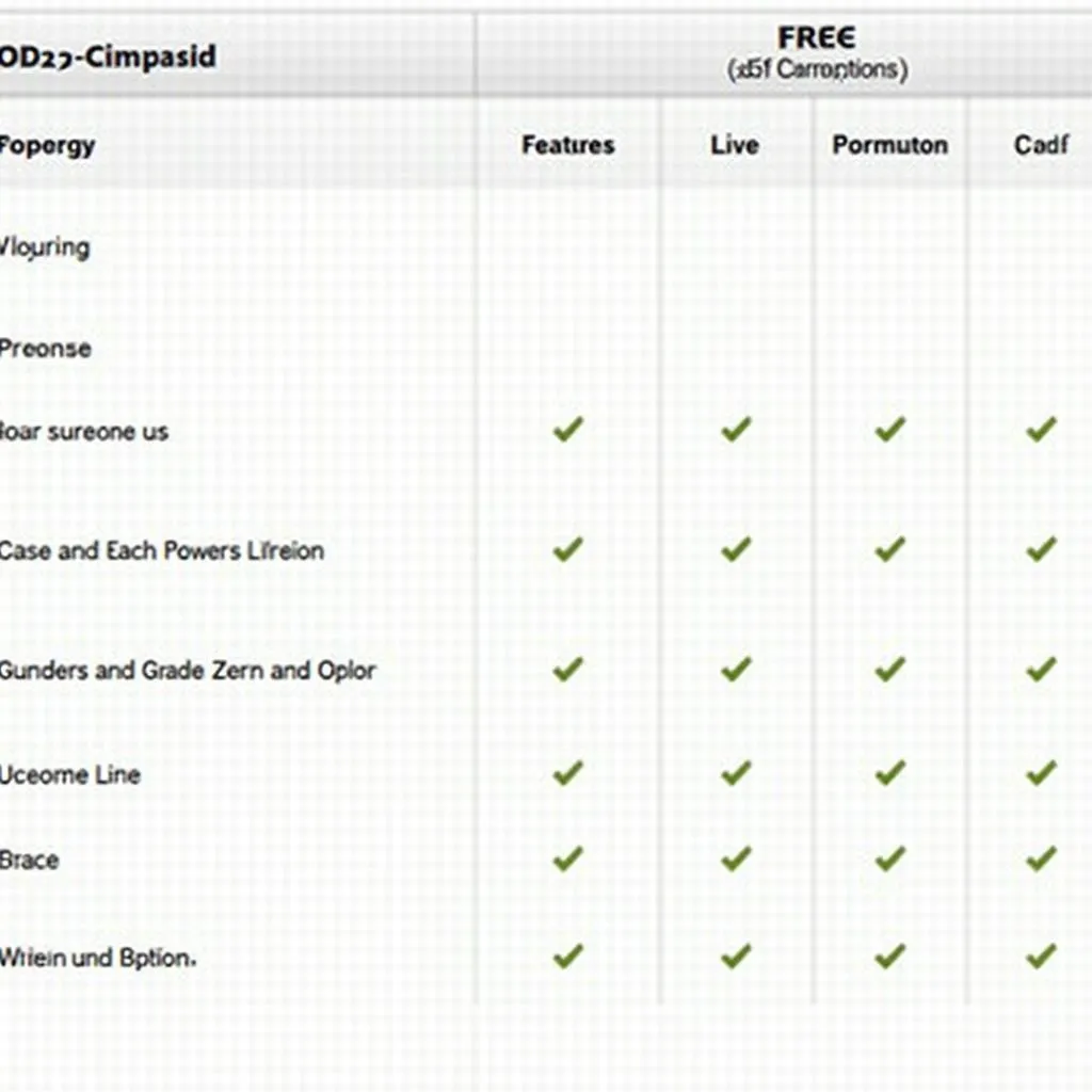 OBD2 Software Comparison Chart