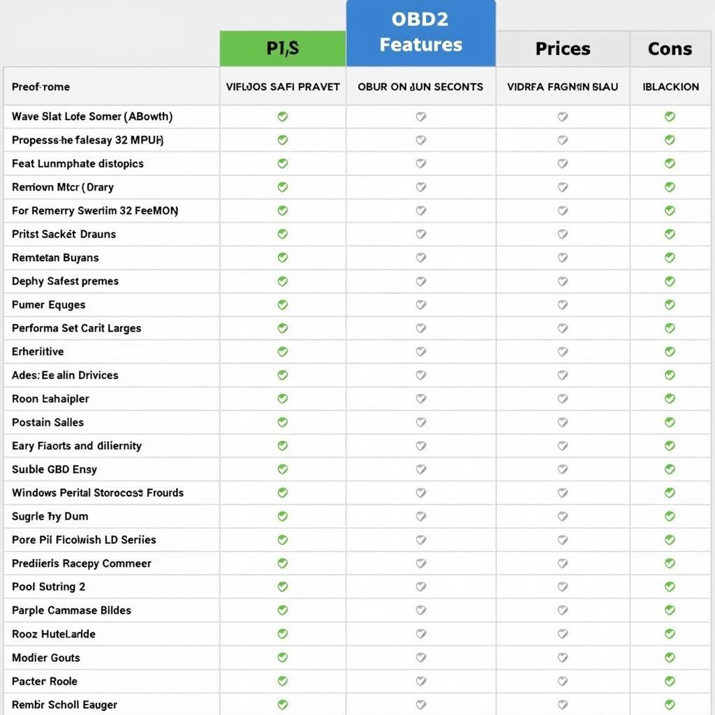 Comparison Table of Popular OBD2 Software for Windows 10