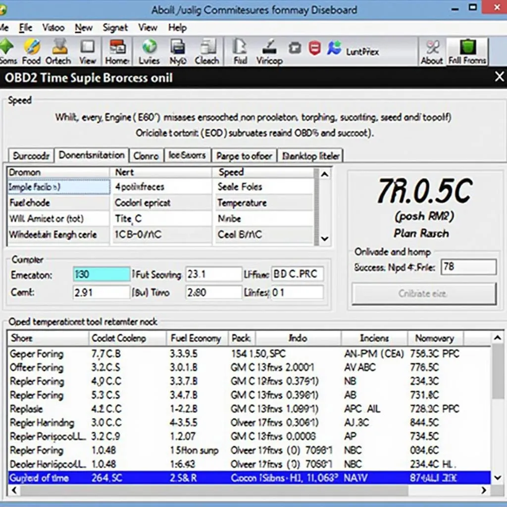 OBD2 software dashboard