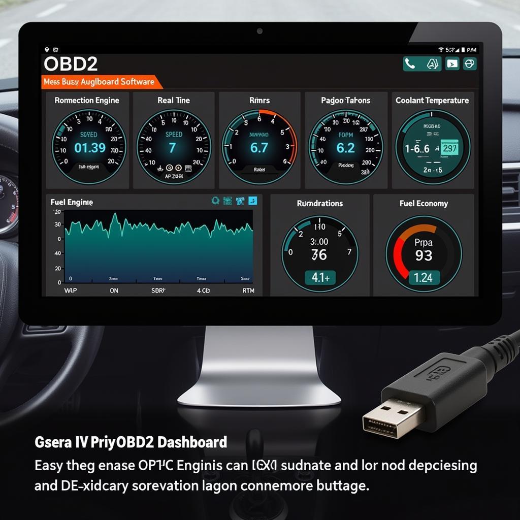 OBD2 Software Dashboard Displaying Car Data