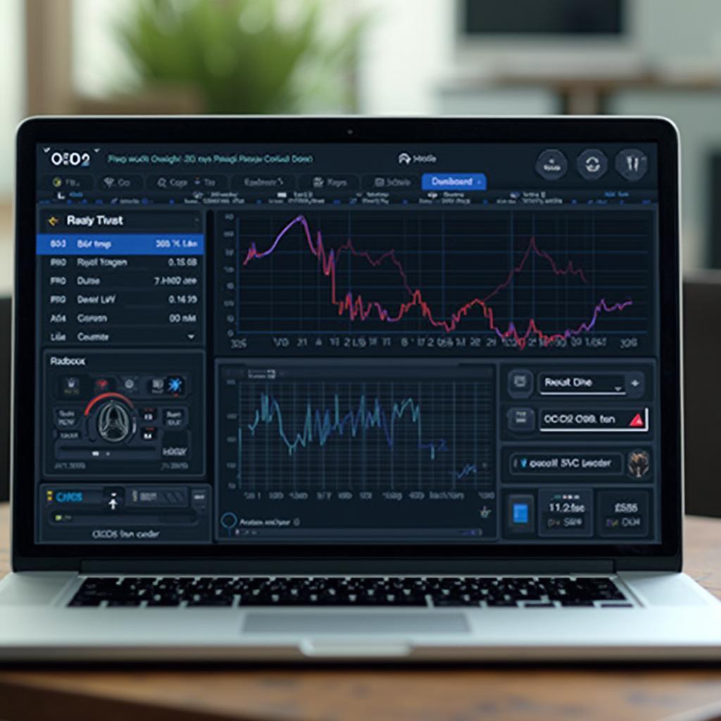 OBD2 software dashboard displayed on laptop screen