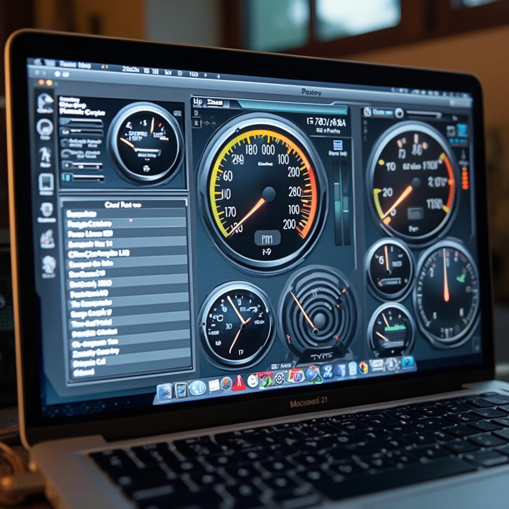 OBD2 software dashboard on MacBook