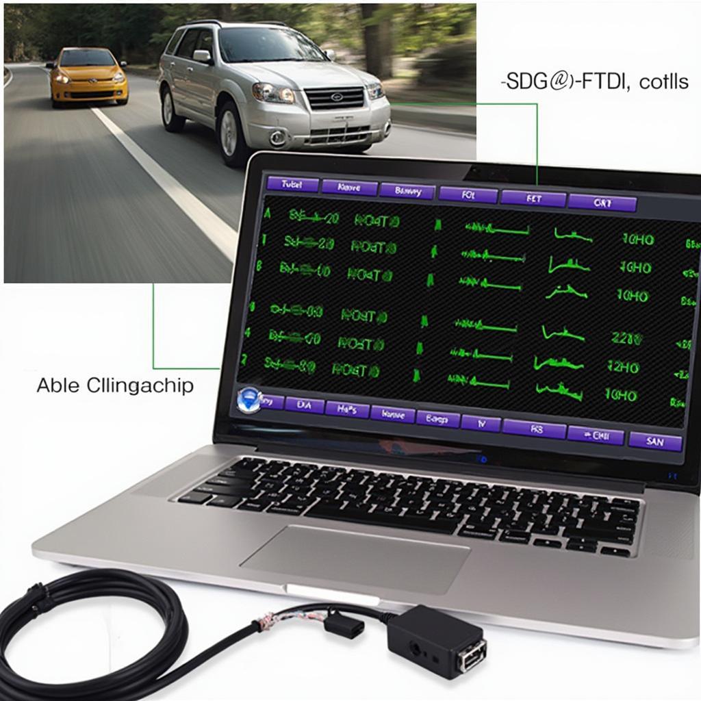 OBD2 software displaying real-time vehicle data on a laptop screen