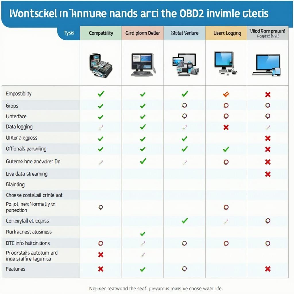 OBD2 Software Features Comparison Chart