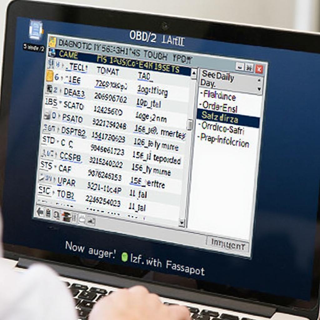 OBD2 Software Interface on a Laptop