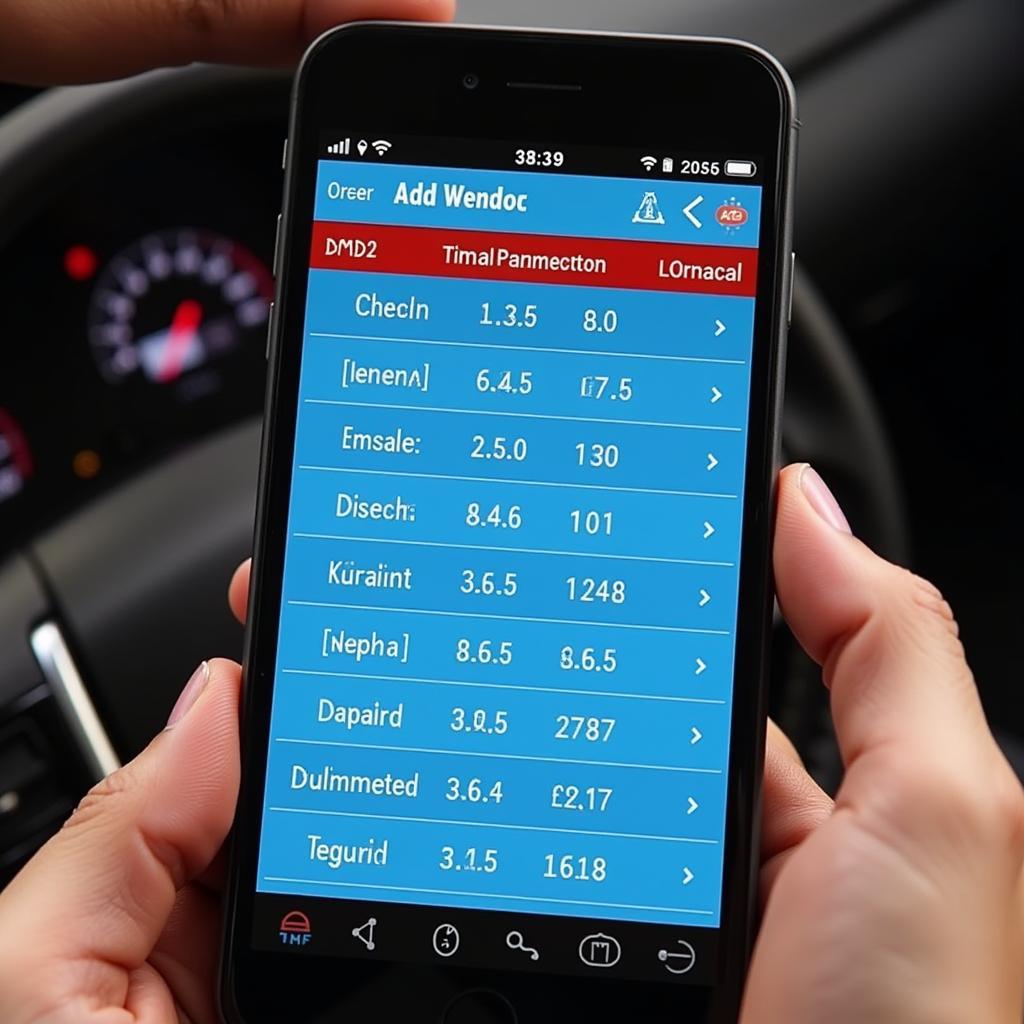 OBD2 Software Interface on Smartphone