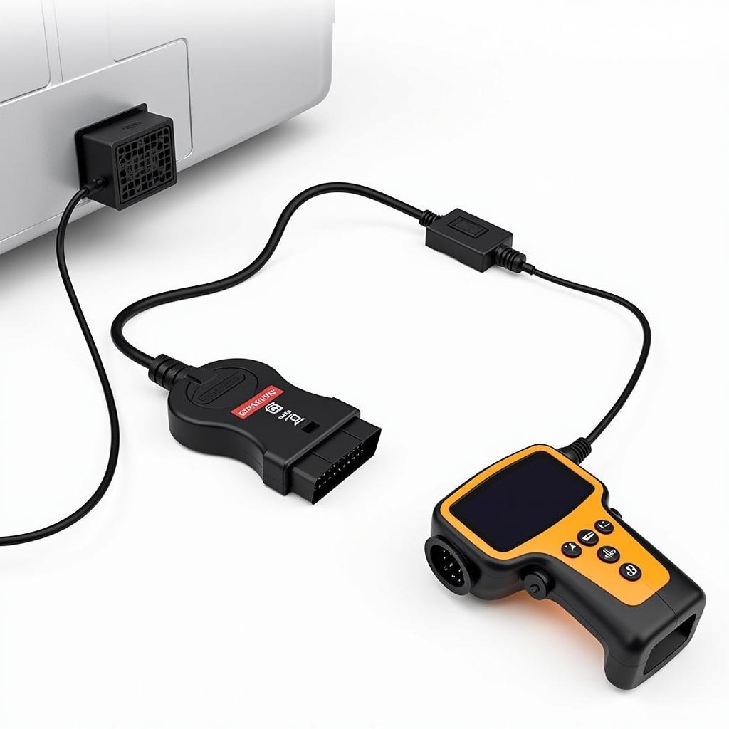 OBD2 splitter connected to a car's OBD2 port with a scanner plugged in