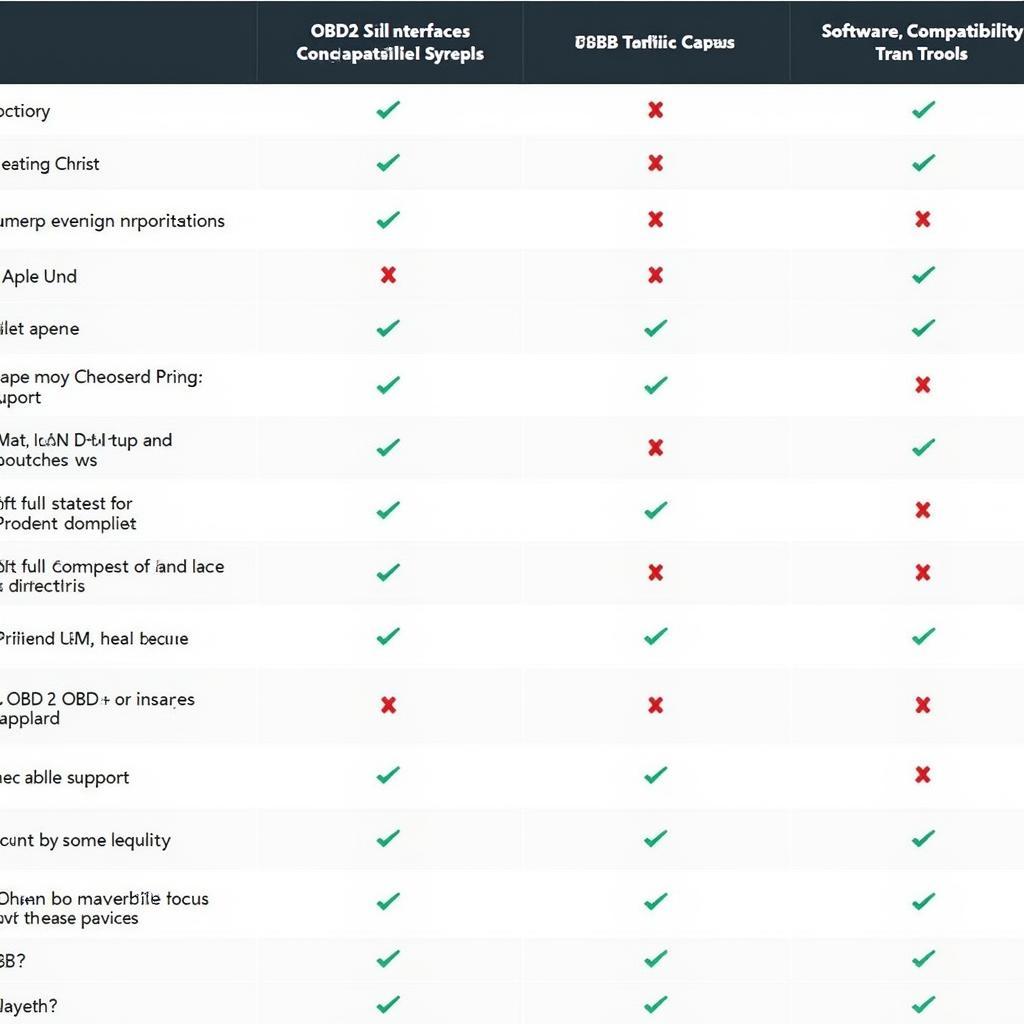 OBD2 to USB Interface Comparison Chart