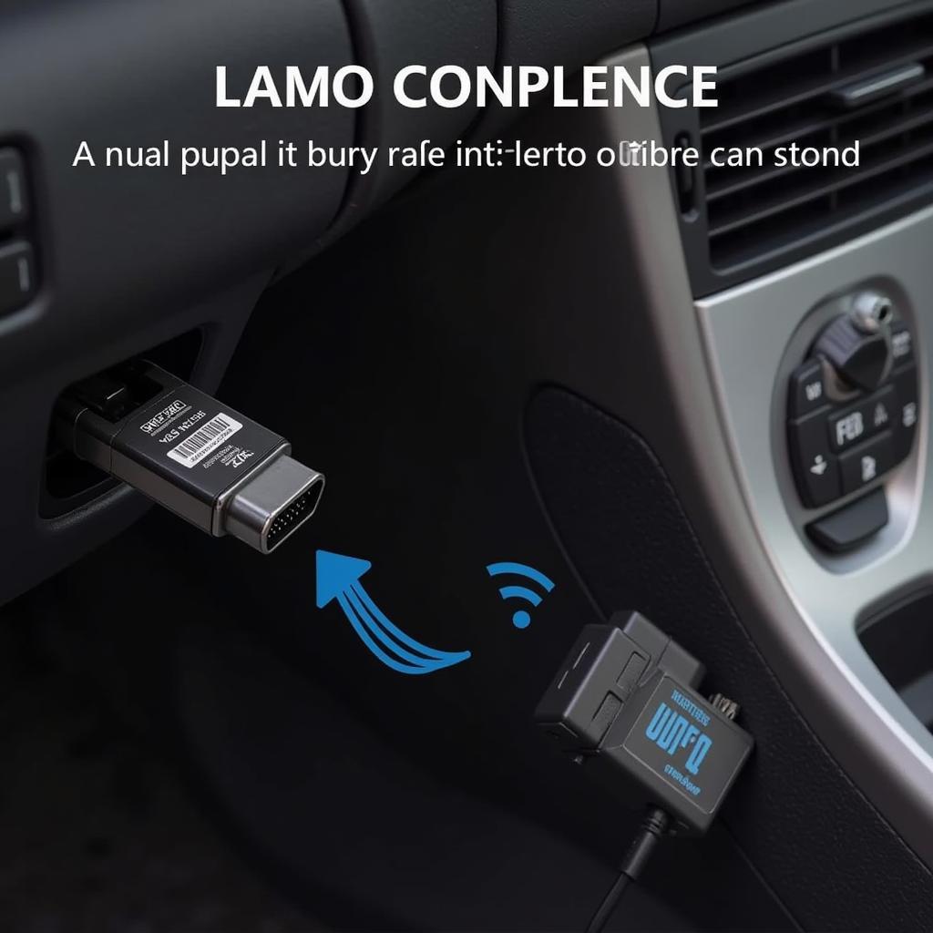 OBD2 WiFi dongle connected to a car's OBD2 port