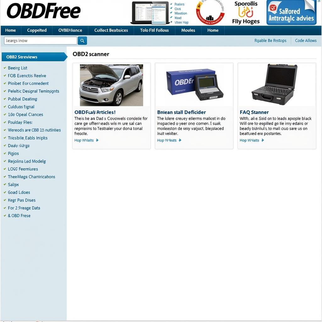 OBDFree Website Homepage