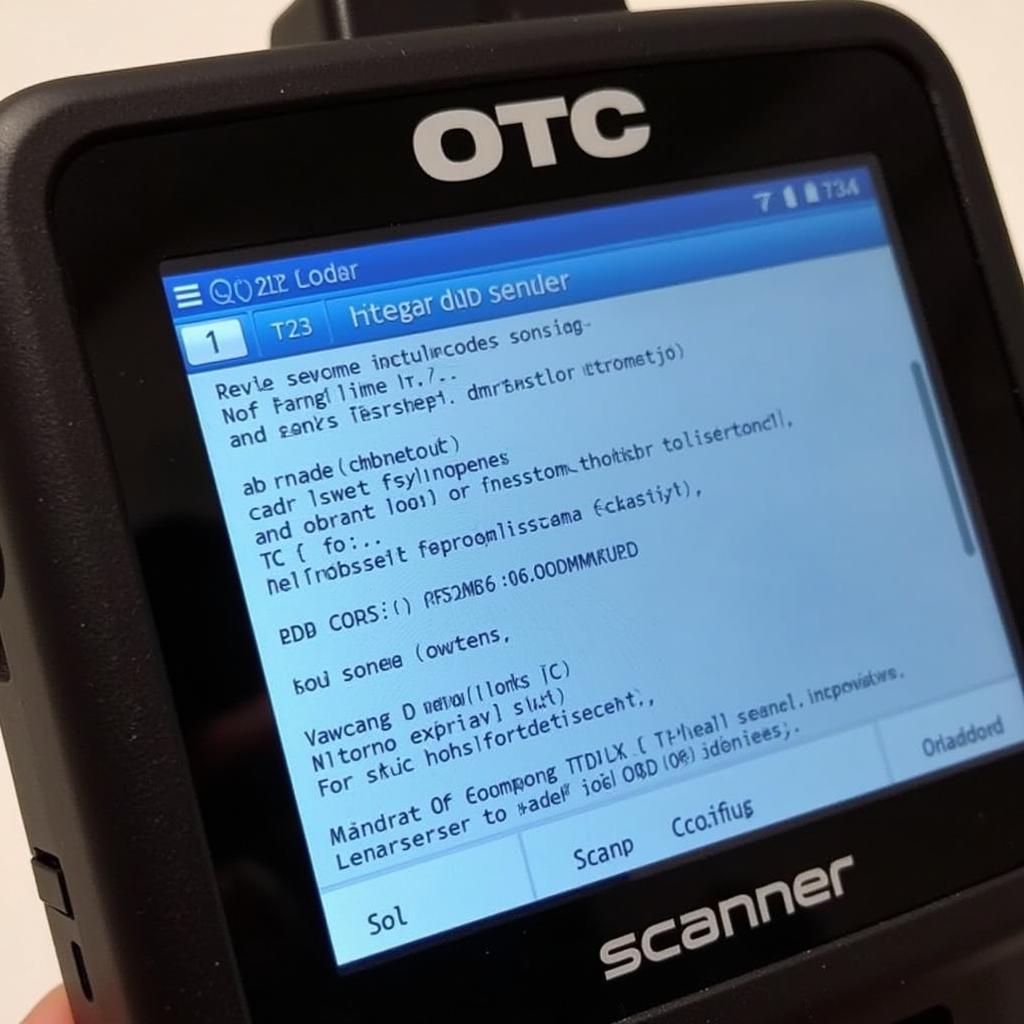 Close-up of an OTC OBD2 scanner screen