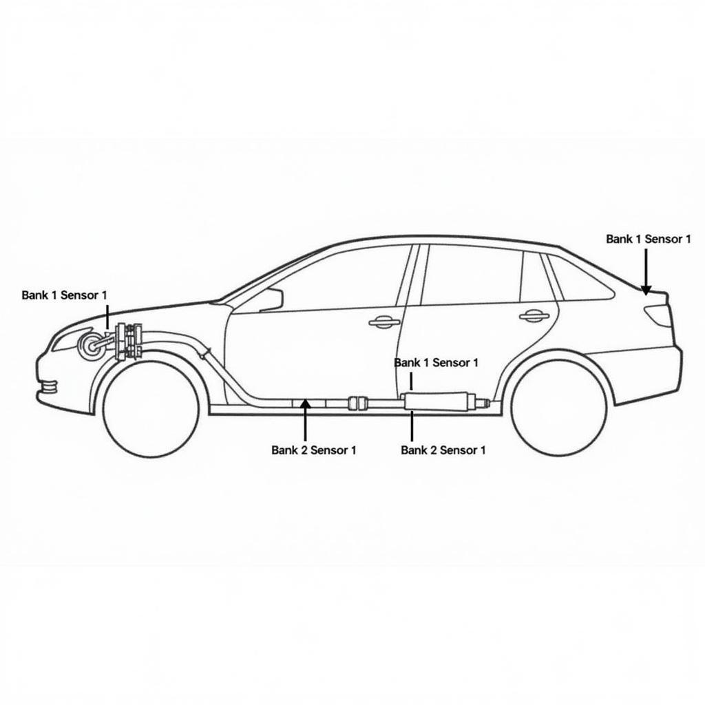 Diagram illustrating the typical locations of oxygen sensors in a car's exhaust system