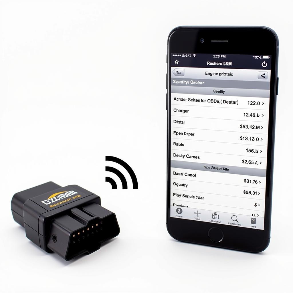 Ozzy Gear OBD2 Scanner Connected to a Smartphone Displaying Diagnostic Data