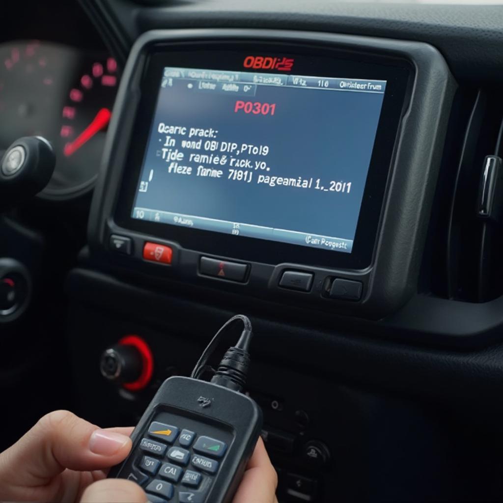 OBD2 Scanner Displaying P0301 Code