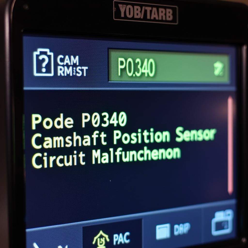 OBD2 Scanner Displaying P0340 Code