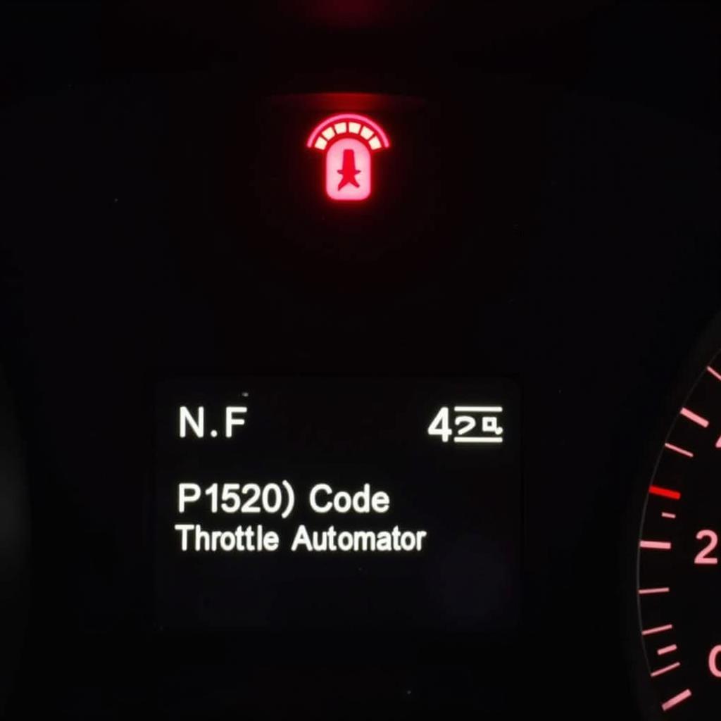 Car dashboard displaying check engine light with P1520 code