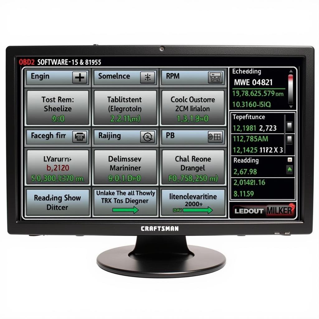 Craftsman OBD2 47156 PC software interface displaying diagnostic data