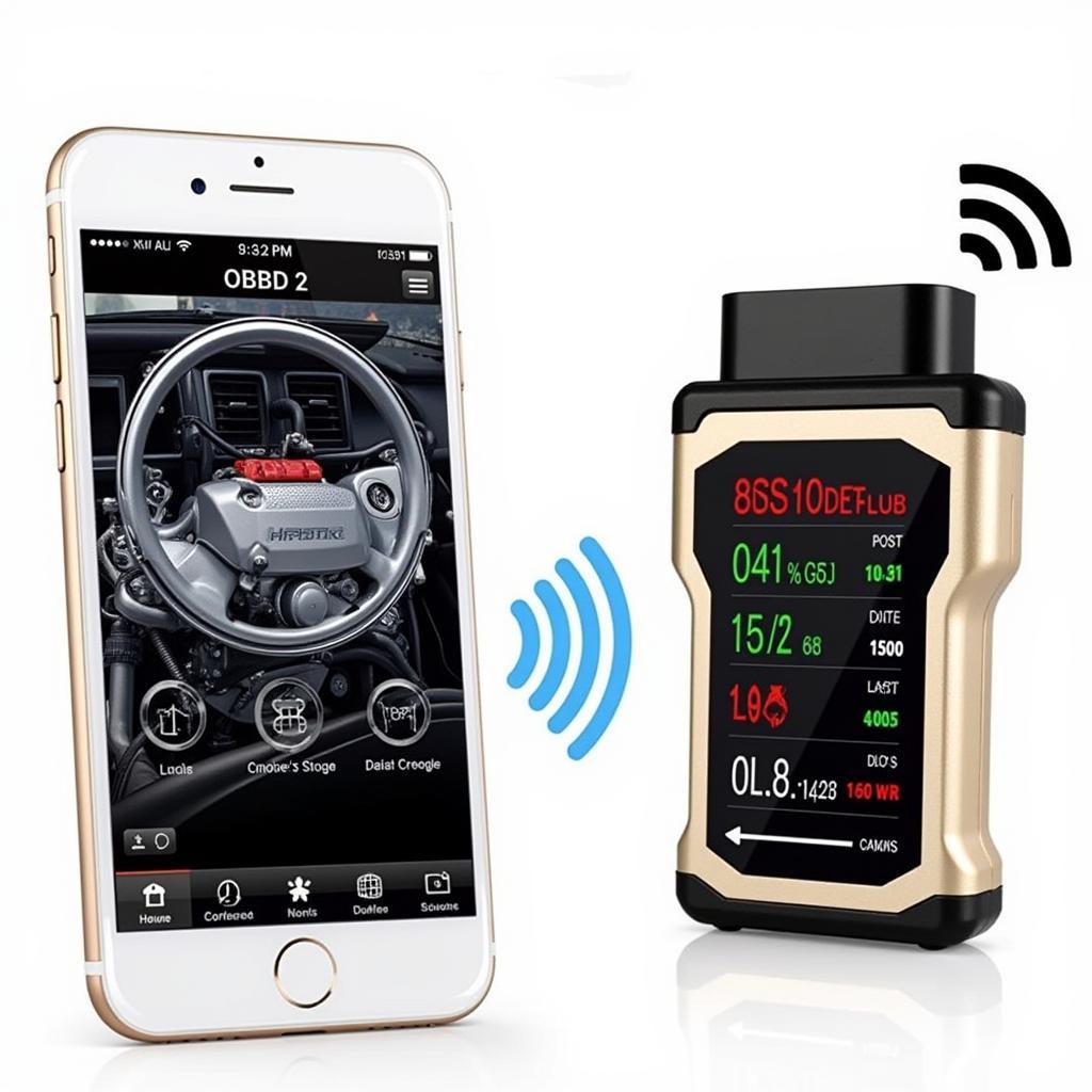 Smartphone Connected to OBD2 Scanner