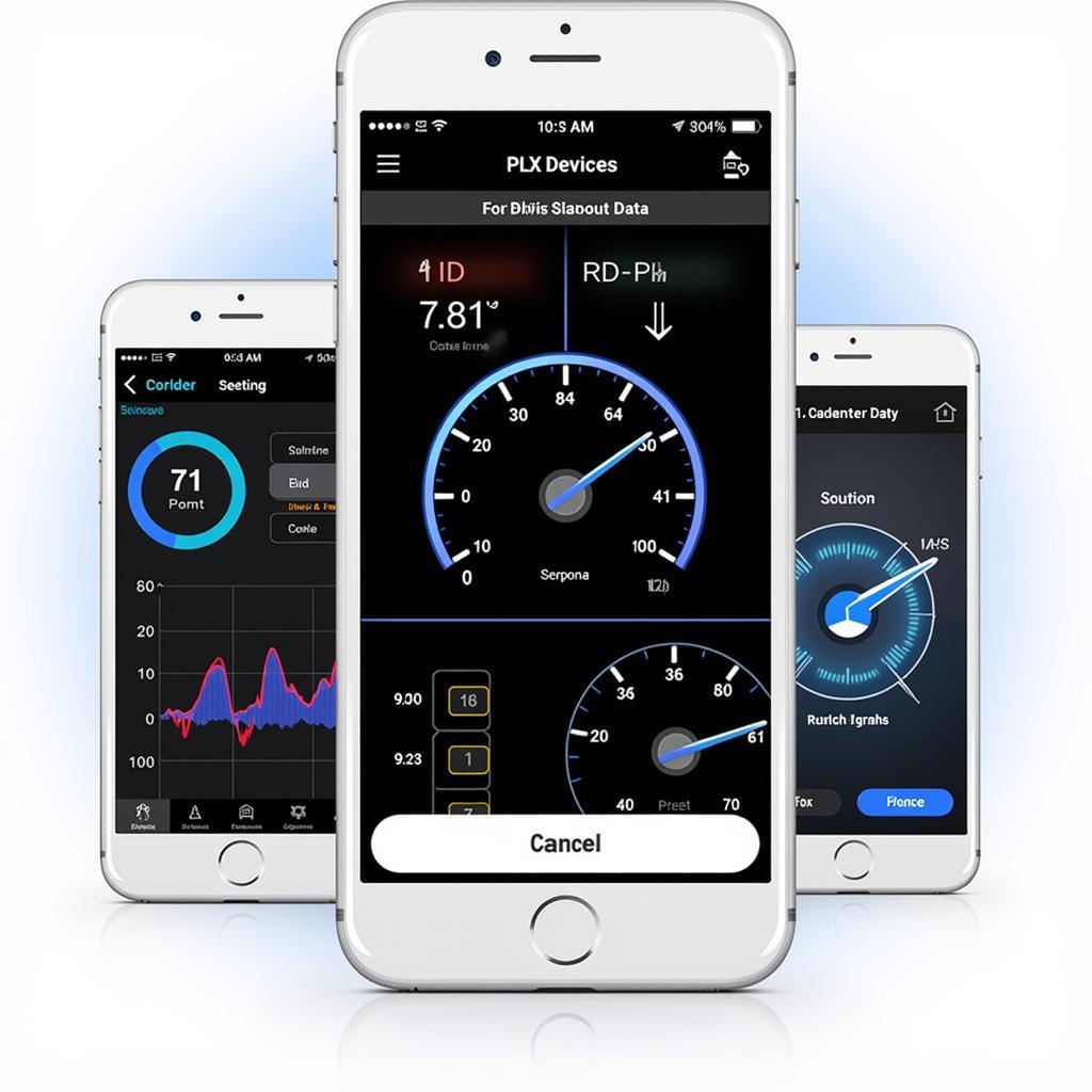 Smartphone displaying the PLX Devices app interface with live vehicle data