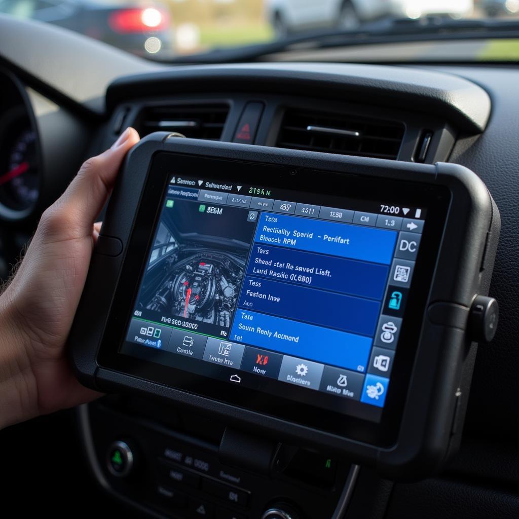 Police OBD2 scanner displaying vehicle data