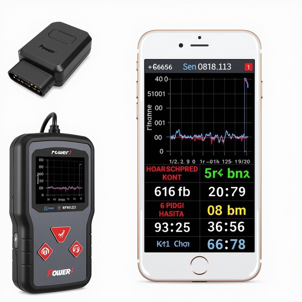 Power2 OBD2 scanner displaying engine data