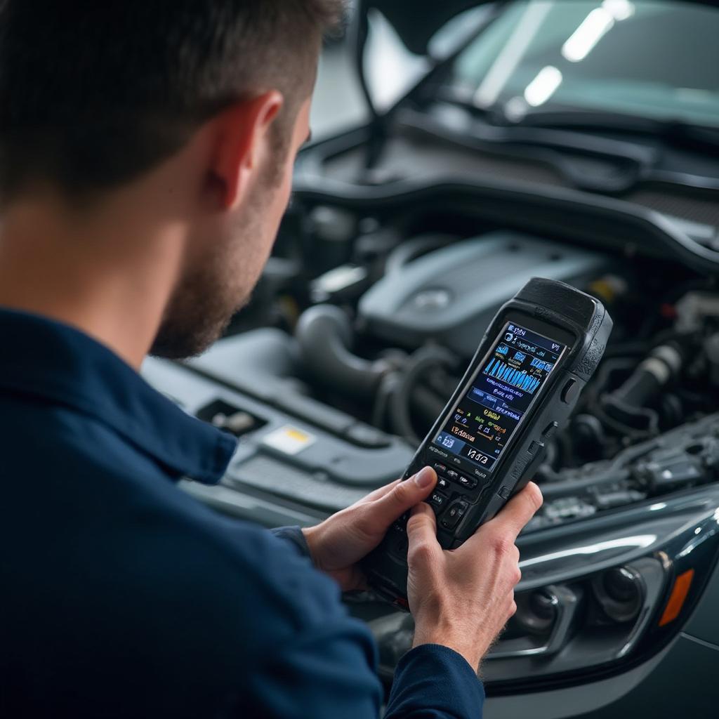 Professional OBD2 Scanner in Use