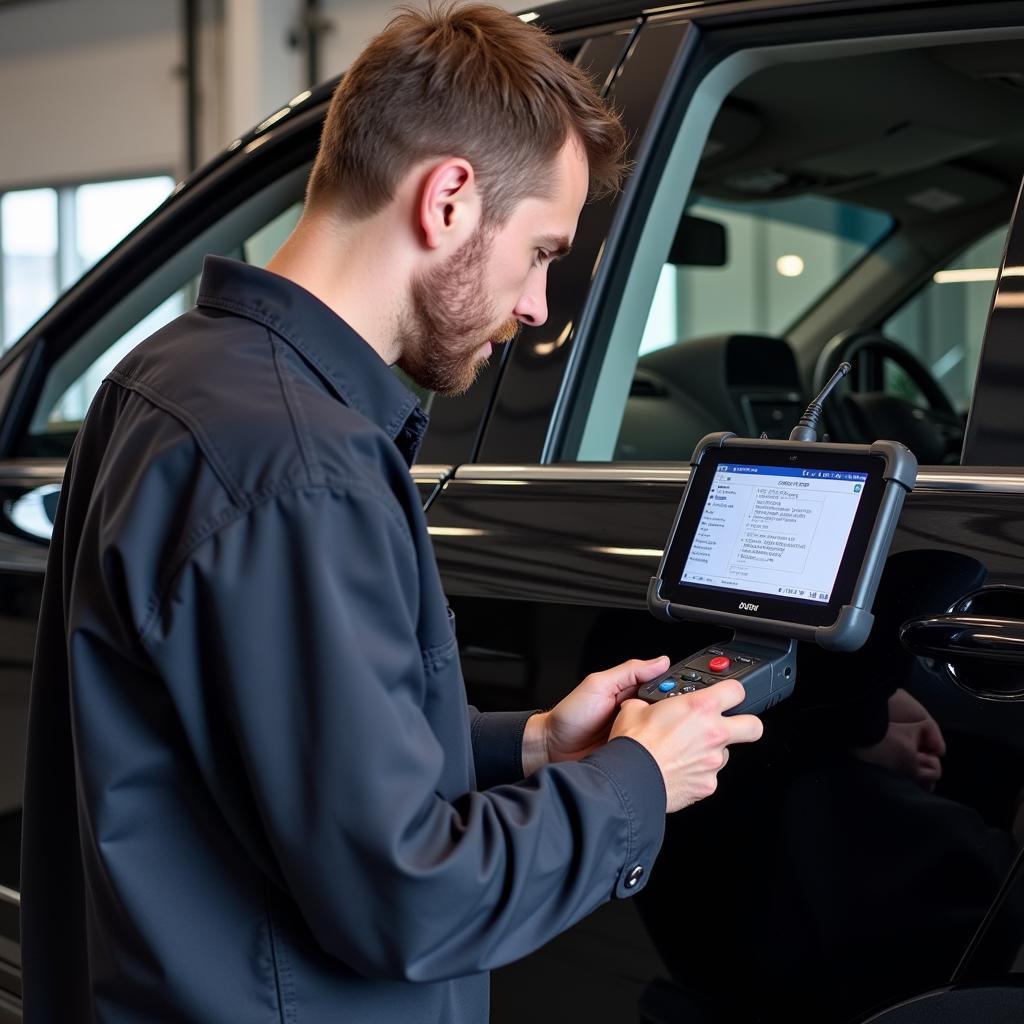 Mechanic Using a Professional OBD2 Scanner