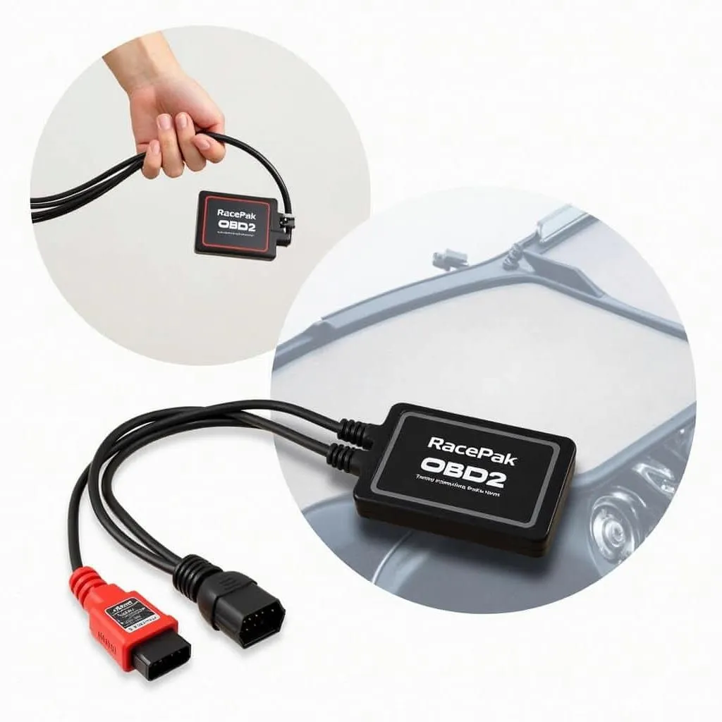 Racepak OBD2 harness connected to data logger