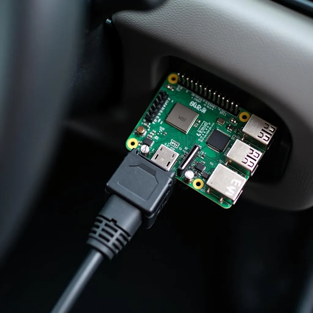 Raspberry Pi connected to car's OBD2 port