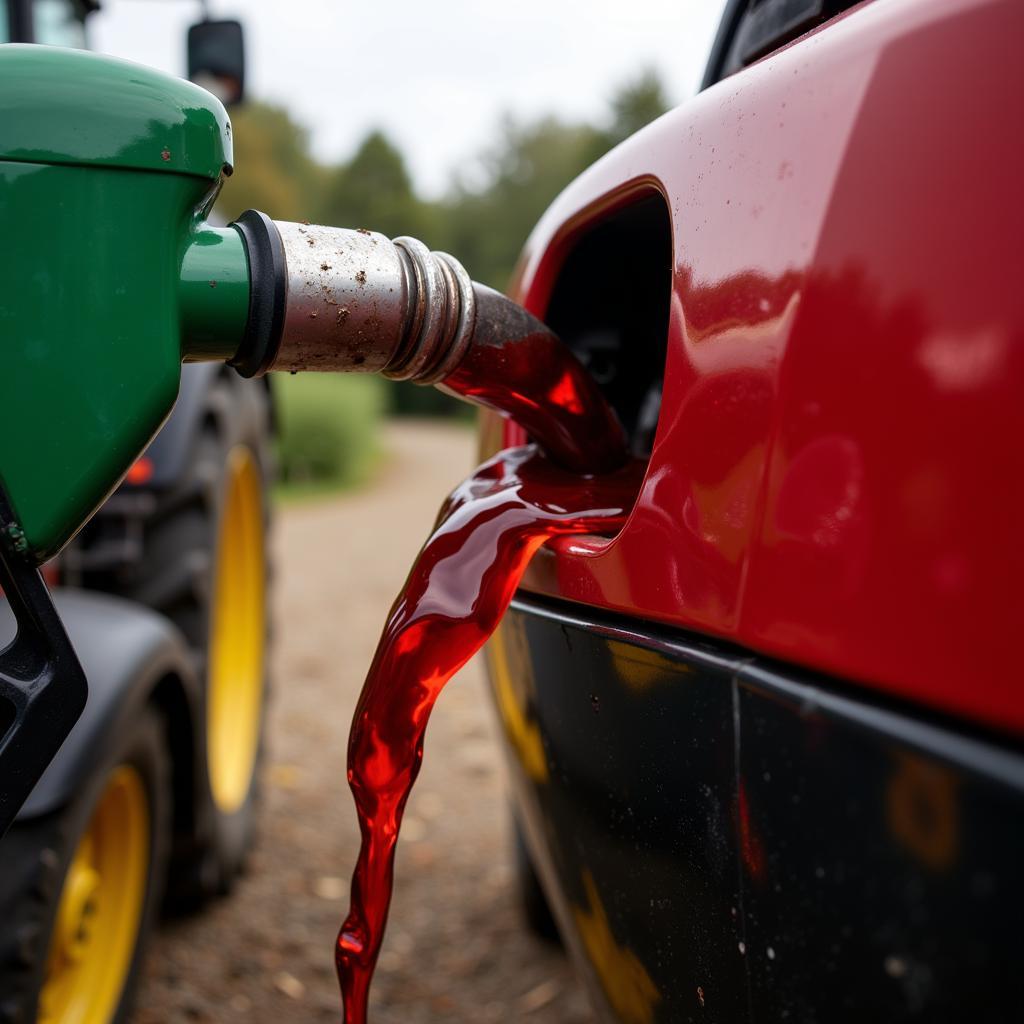 Red Diesel Being Pumped into a Tractor